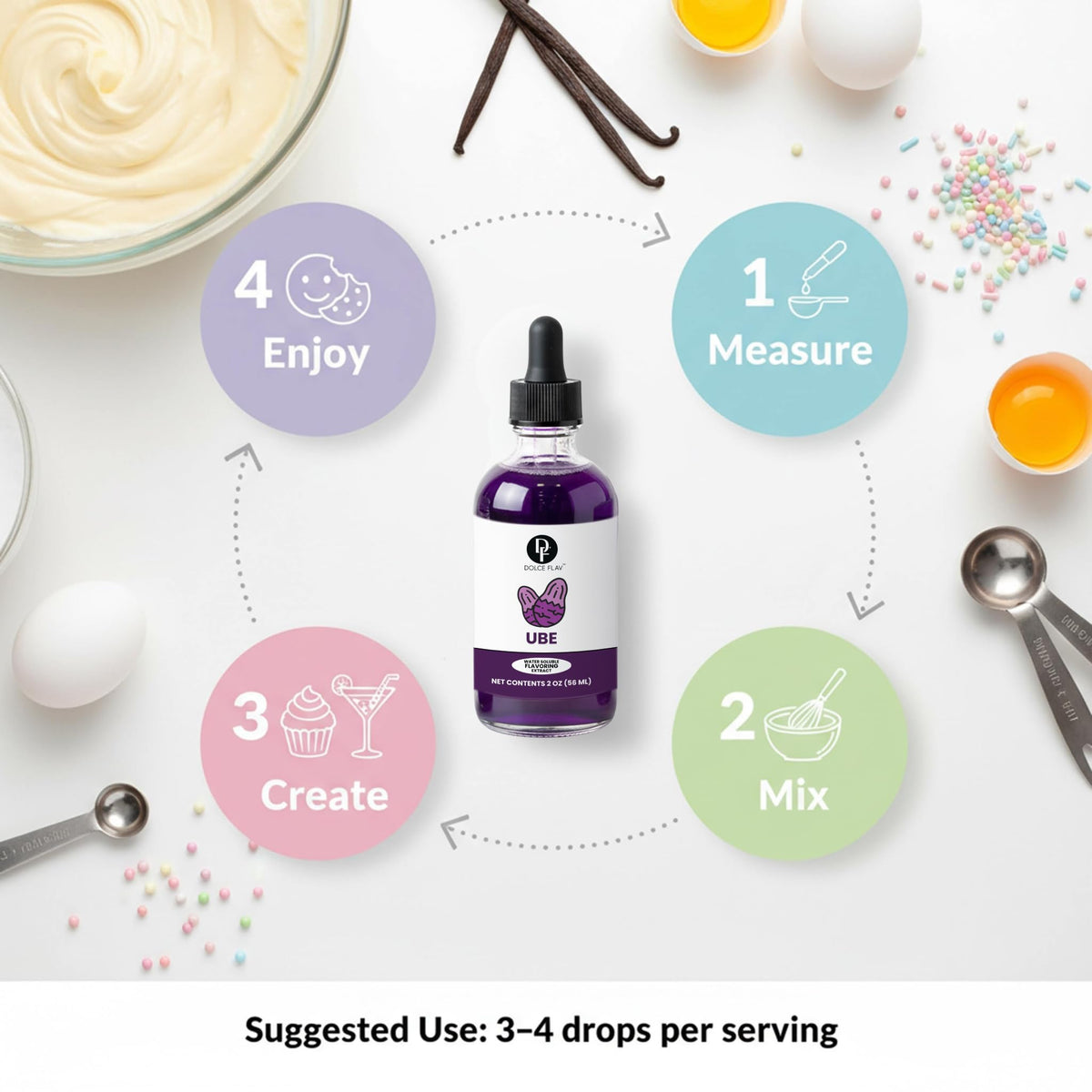 Dolce Flav Purple Ube Extract packaging signals quality and kosher status.