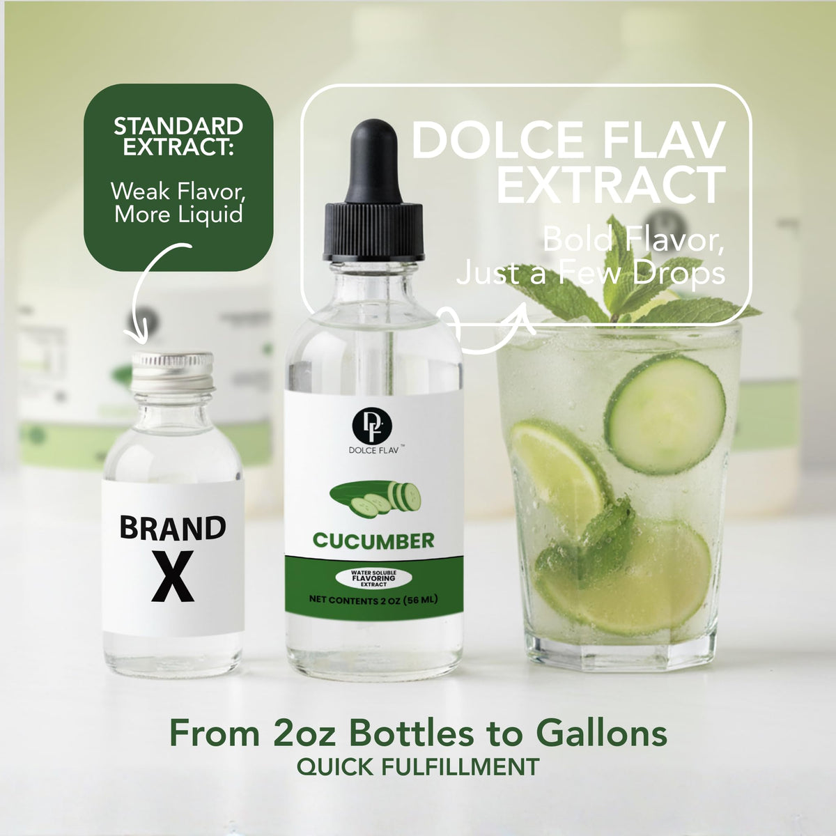 Cupcake being flavored with Dolce Flav cucumber extract.