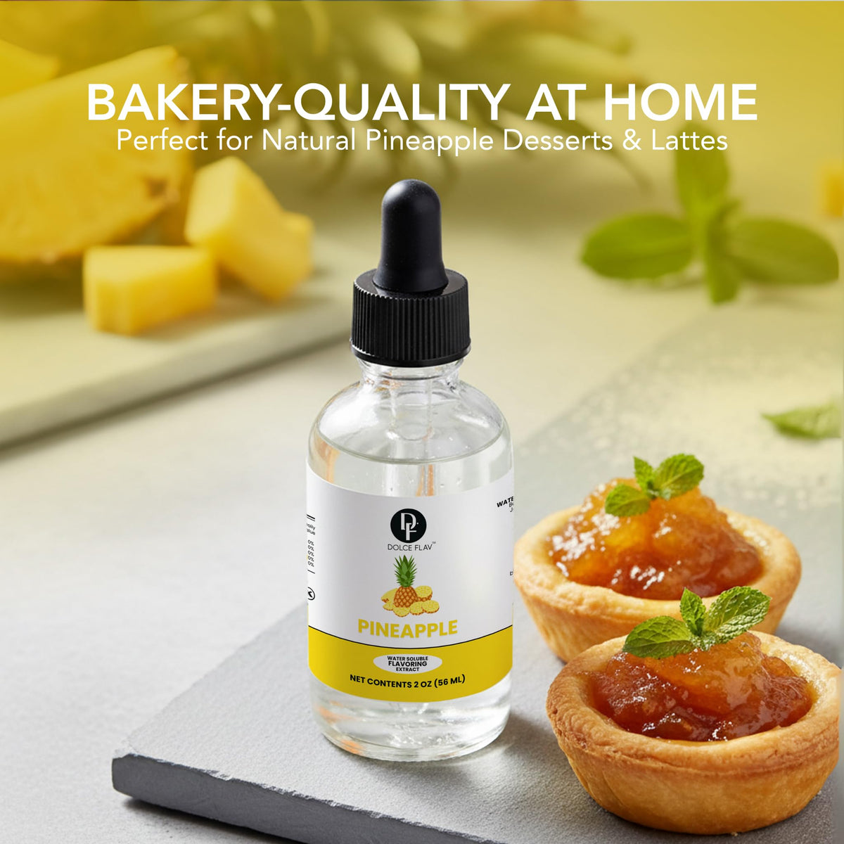 Dolce Flav water-soluble drops dissolve quickly in beverages for even flavor.
