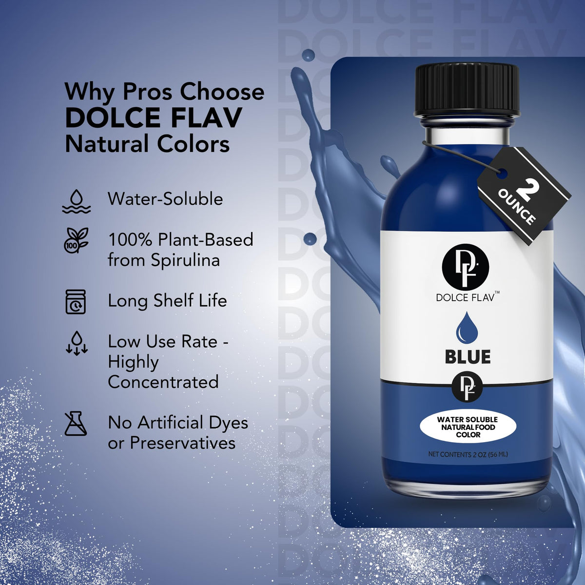 Dolce Flav spirulina blue liquid delivers clean-label color