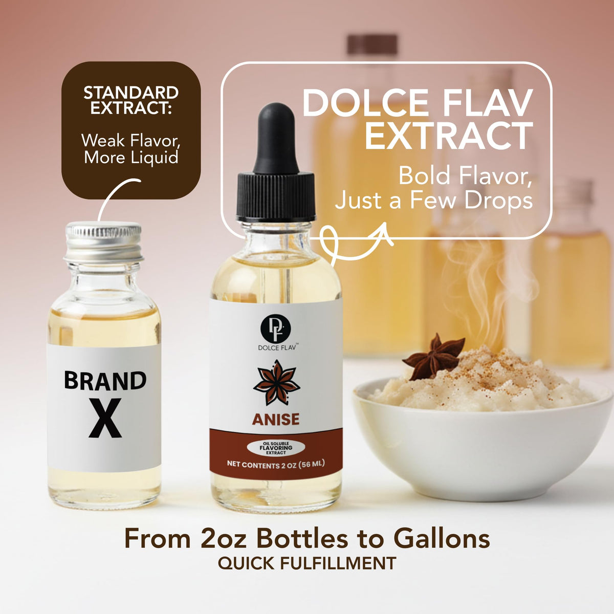 Dolce Flav Star Anise Extract delivers licorice depth for liqueurs and confections
