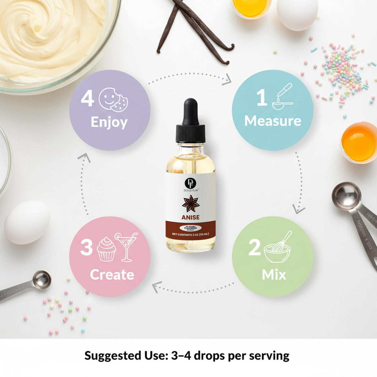 Dolce Flav Star Anise Extract with measured dropper for precise flavoring