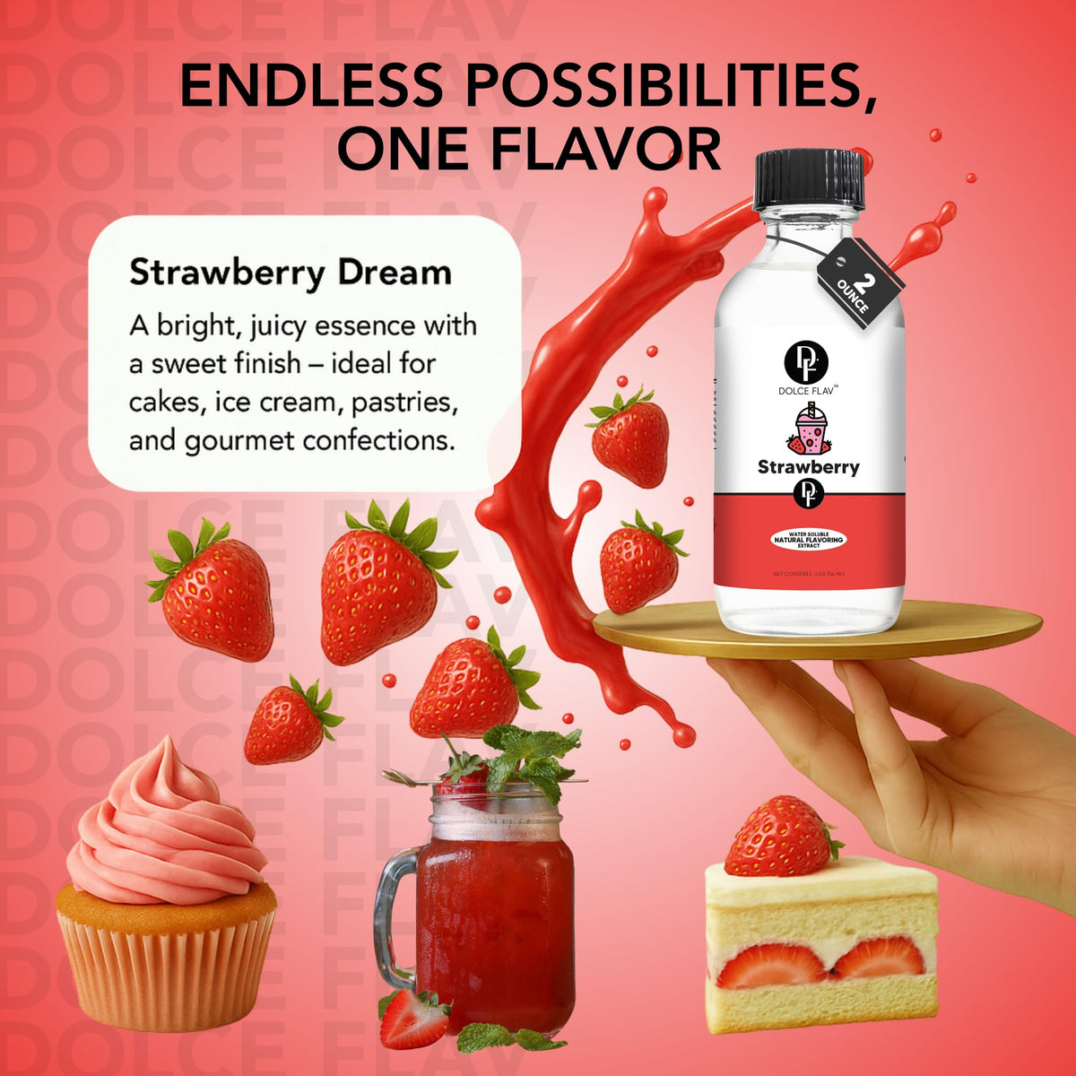 Dolce Flav strawberry extract enhances jam or glaze ingredients
