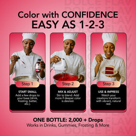 Dolce Flav syrups and glazes color for appealing toppings.