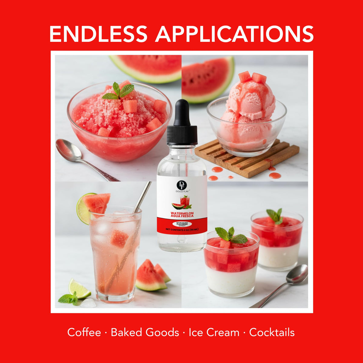 Dolce Flav Watermelon beverage-mix enhances drinks with natural watermelon taste.
