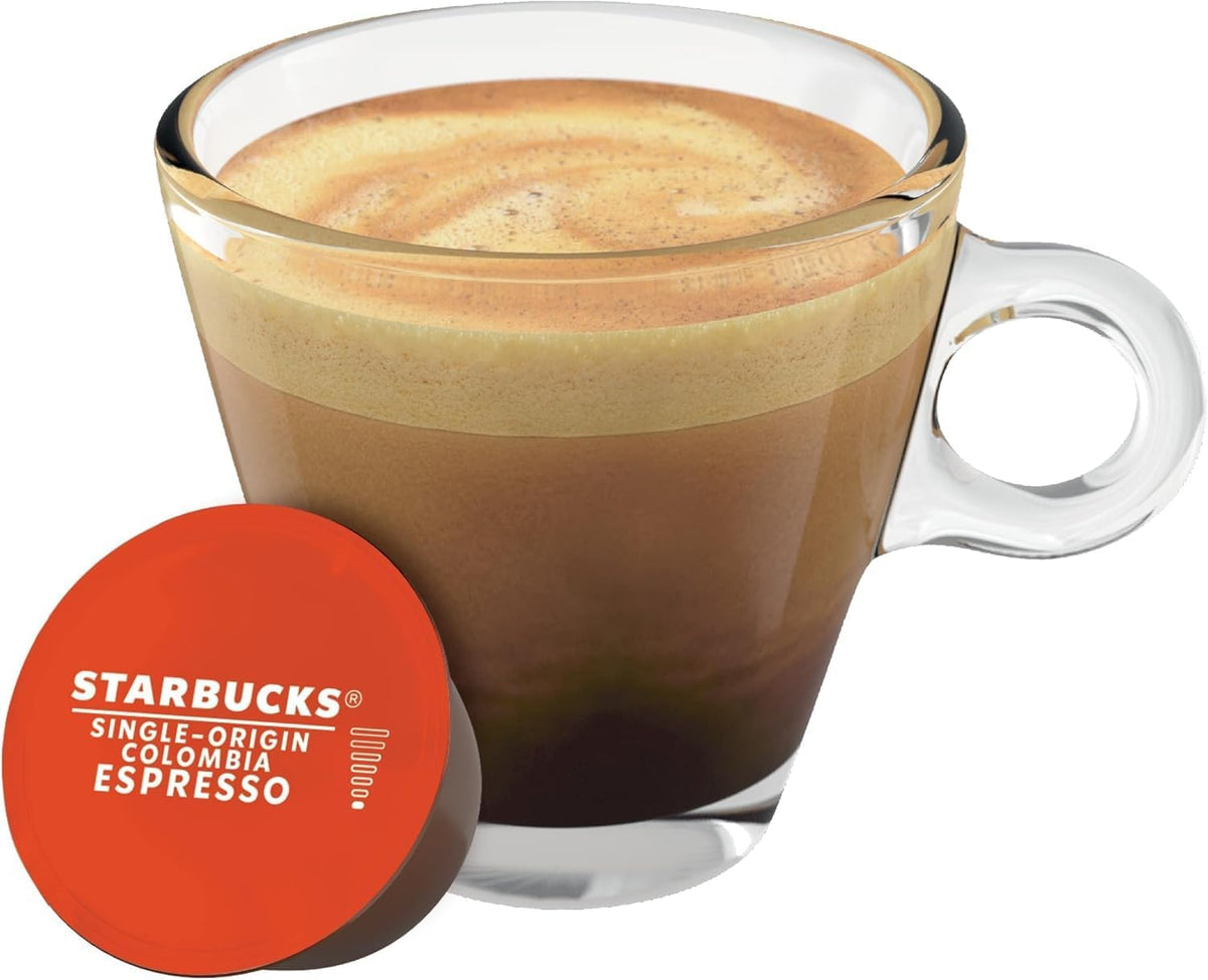 Dolce Gusto Starbucks Colombia espresso with nutty finish and balanced flavor profile.