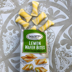 Dolcetto Lemon Wafer Bites close-up showing lemon cream filling