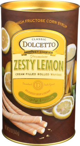 Dolcetto lemon wafer rolls 12oz pack ready for coffee breaks