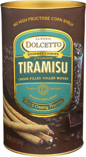 Dolcetto wafer rolls tiramisu filling close-up, great with ice cream.