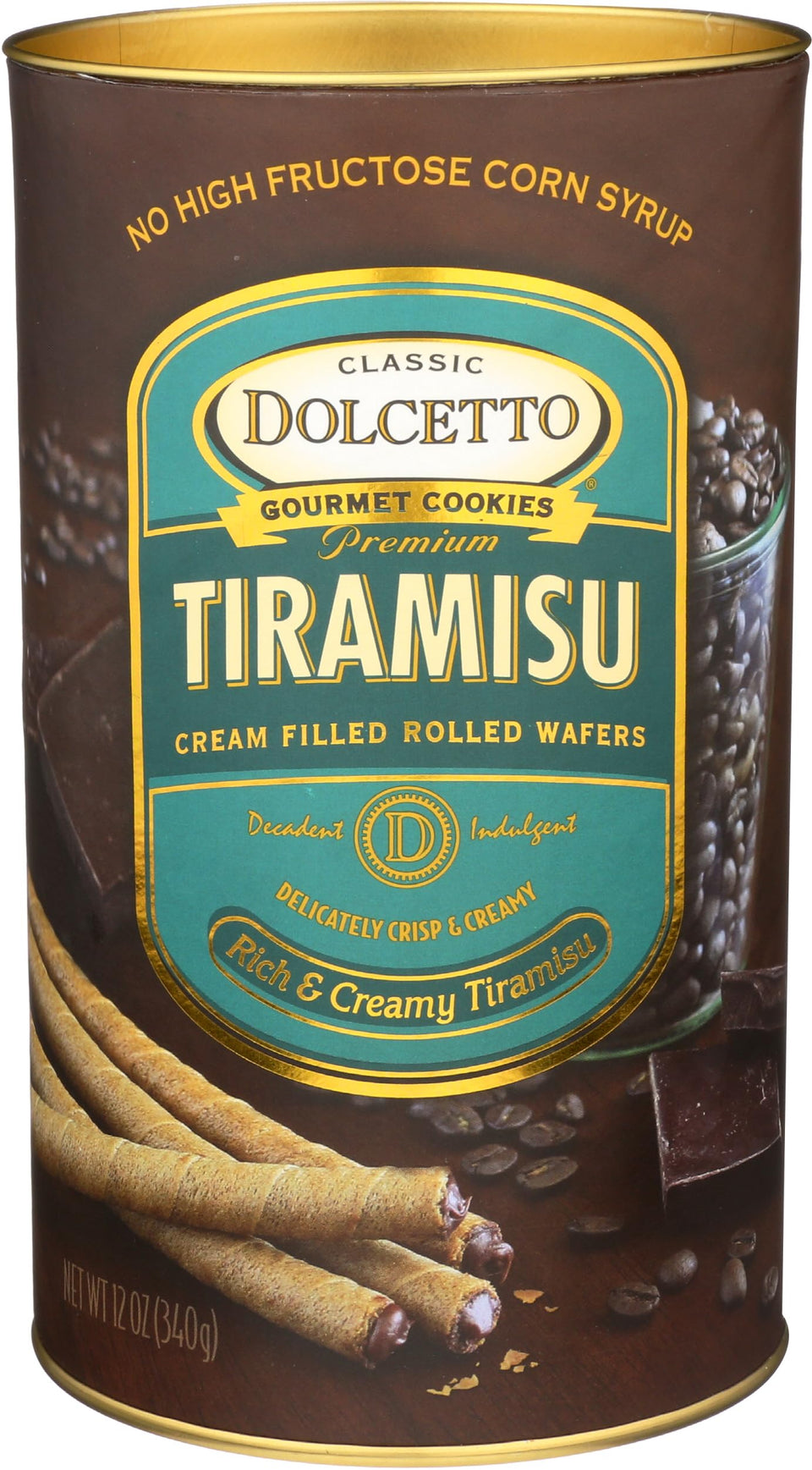 Dolcetto wafer rolls tiramisu filling close-up, great with ice cream.
