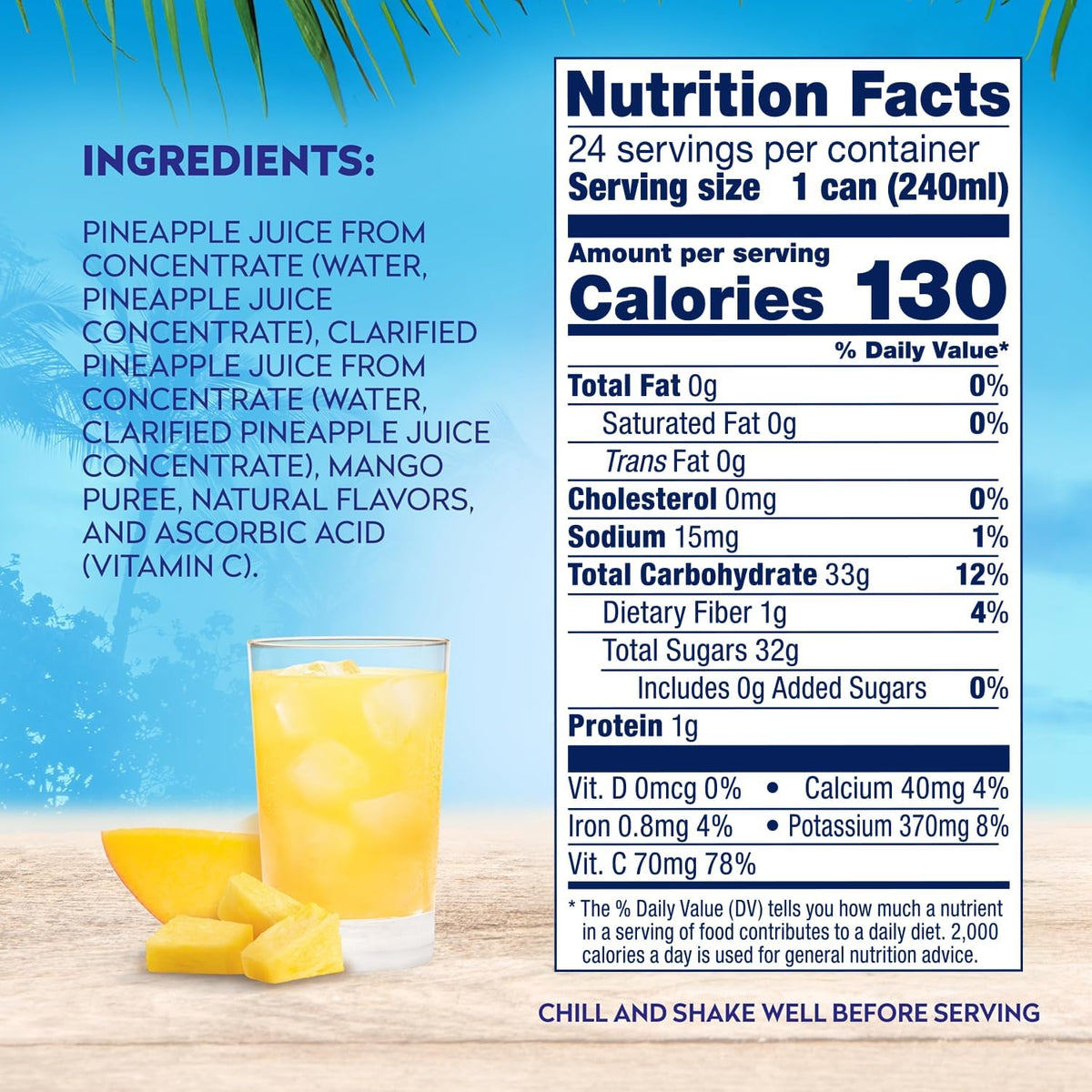 Dole 24-pack juice cans for easy stocking and on-the-go enjoyment.