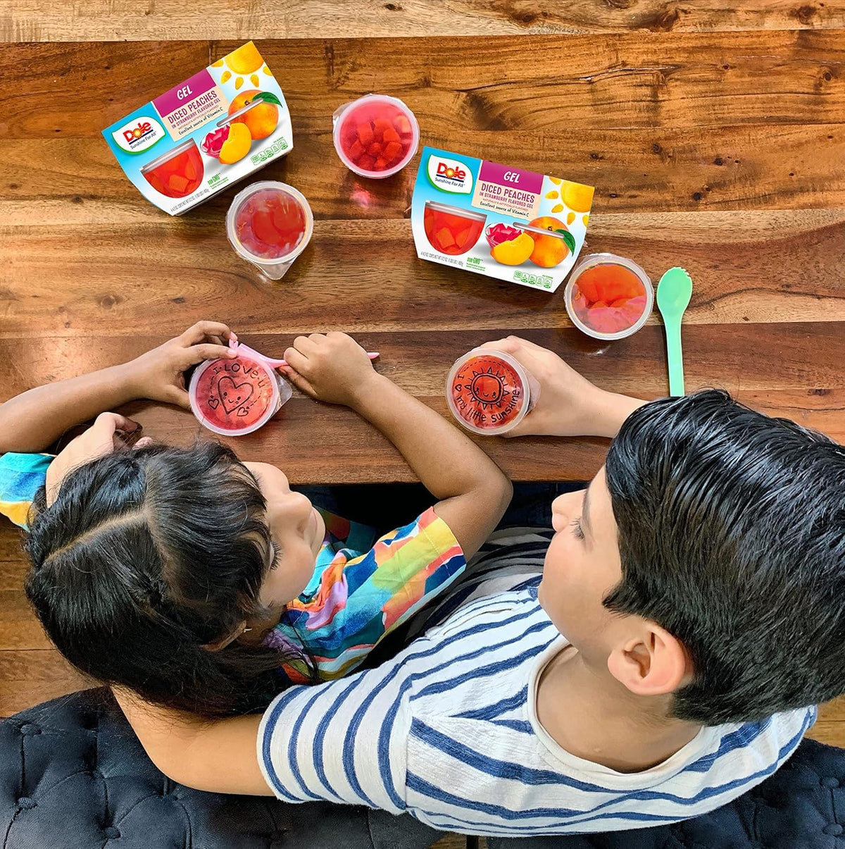 Dole bright-flavor peaches gel snack—vibrant color and aroma