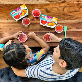 Dole bright-flavor peaches gel snack—vibrant color and aroma