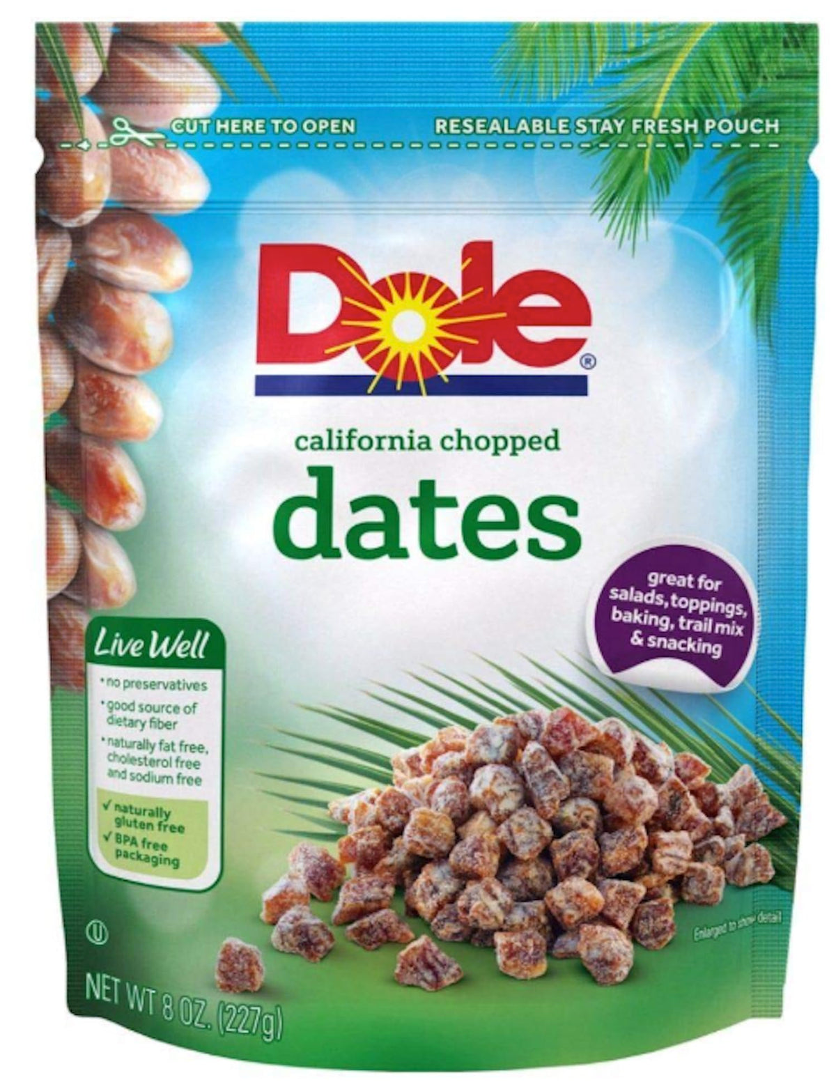 Dole California Chopped Dates Pack 2 for easy snacking and natural sweetness in recipes