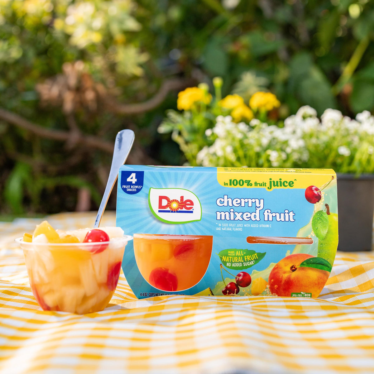 DOLE Cherry Mixed Fruit in juice supports a convenient vitamin C intake.