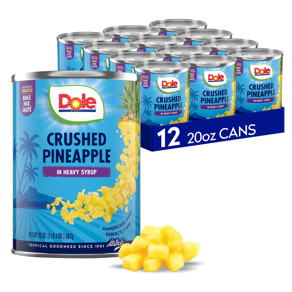 Dole crushed pineapple in heavy syrup can for baking and sauces