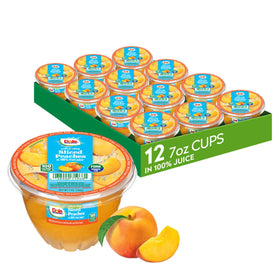 Dole diced peaches in 100% juice bowl front ready-to-eat snack