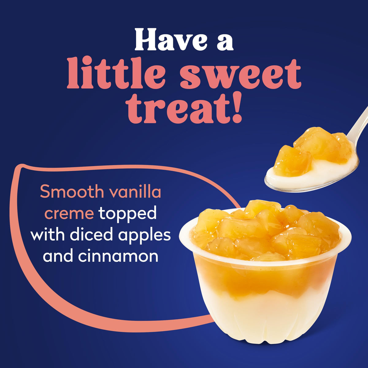 Dole fruit parfait cup showcases crisp apples balanced with light creme, a satisfying bite.