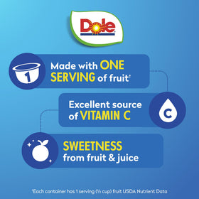 Dole Fruit Bowls bite-sized mandarins close-up, naturally sweet and convenient.
