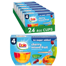 Dole Cherry Mixed Fruit Cup with no sugar added, perfect for lunch boxes.