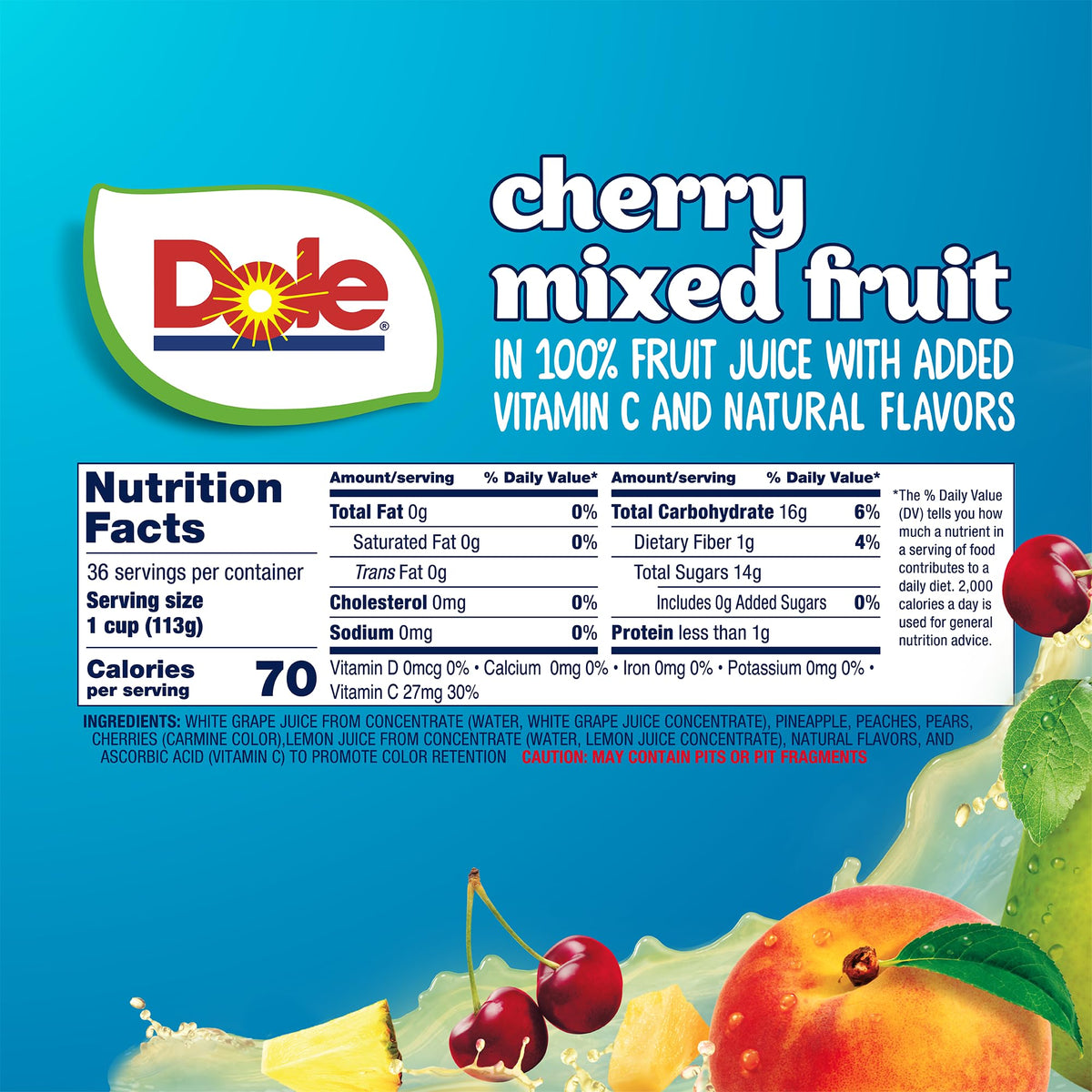 Dole Fruit Bowls fridge-ready cherry mixed in juice for quick chill
