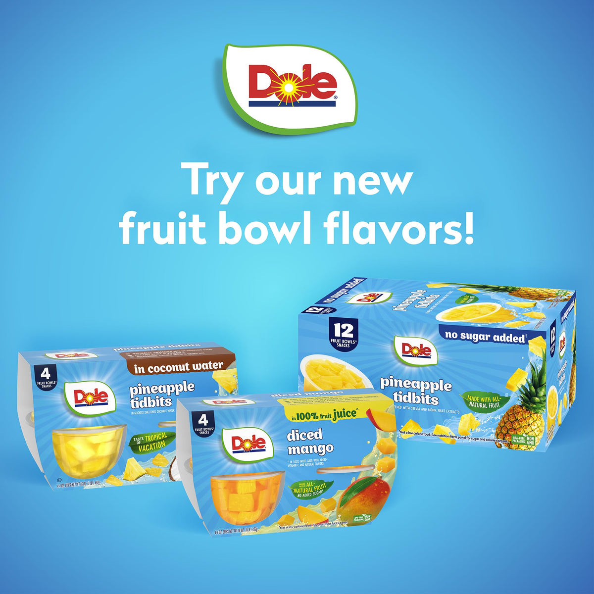 Dole Fruit Bowls lunchbox-friendly cups ideal for school or work.