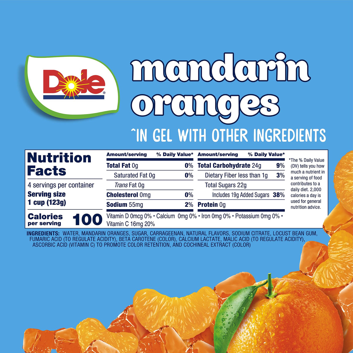 Dole Mandarins in Orange Gel snack time close-up for quick energy