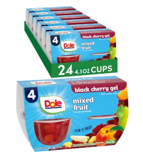 Dole Fruit Bowls mixed fruit in black cherry gel cup showing vibrant fruit for a quick snack