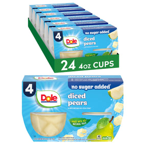Dole Fruit Bowls No Sugar Added with diced pears in cups for a grab-and-go vitamin C boost.