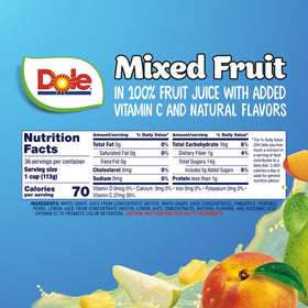 Dole Mixed Fruit on-the-go cup ideal for gluten-free dairy-free diets