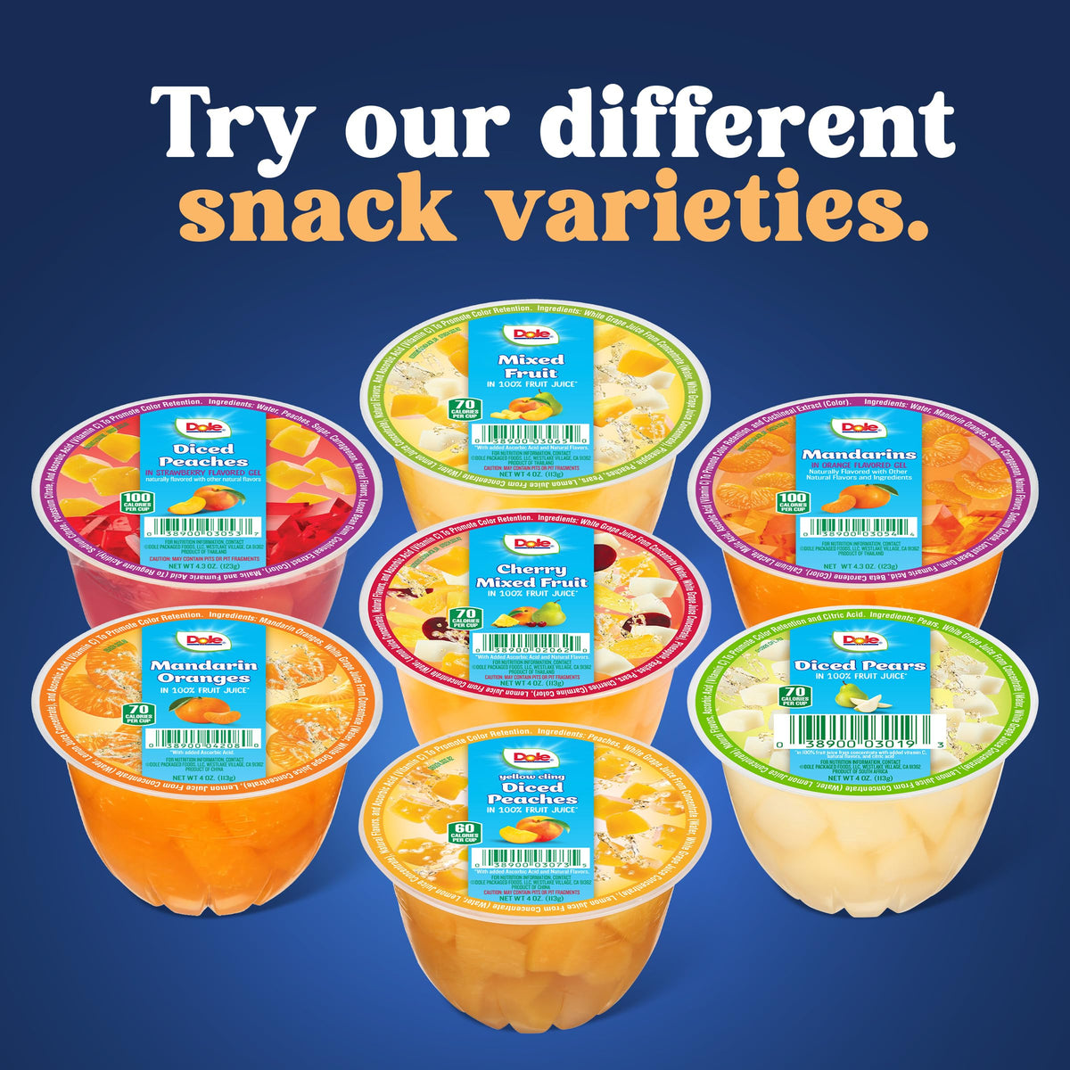 DOLE peaches creme layers cup on kitchen counter: ready-made dessert for family moments.
