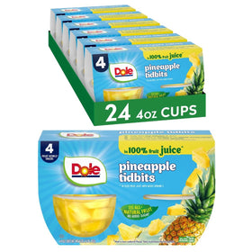 Dole Pineapple Tidbits in Juice Cups offer easy, natural sweetness for quick snacking.