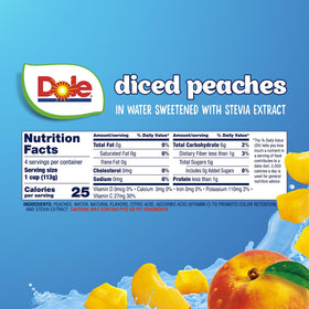 Dole Fruit Bowls ready-to-eat, pre-cut peaches for quick meals.