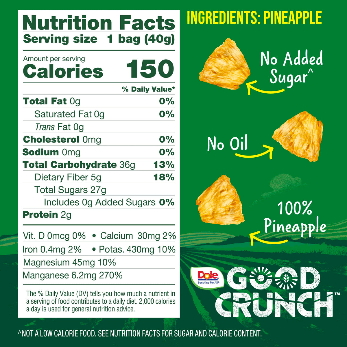 Dole Good Crunch Pineapple Bites on-the-go serving shows portable, mess-free snacking.