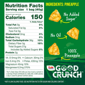 Dole Good Crunch Pineapple Bites on-the-go serving shows portable, mess-free snacking.