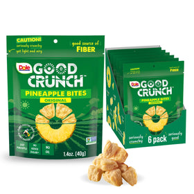 Dole Good Crunch Pineapple Bites pack with resealable pouch for on the go snacking.