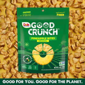 Dole Good Crunch Pineapple Bites crafted with solar energy and upcycled fruit.