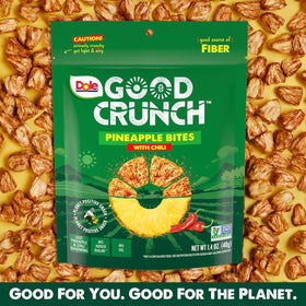 Dole Good Crunch Pineapple Chili Bites ready for lunchbox or purse snacking.