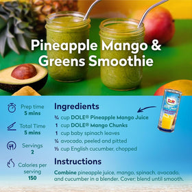 Kitchen pantry setup with Dole juice for smoothies and mocktails.