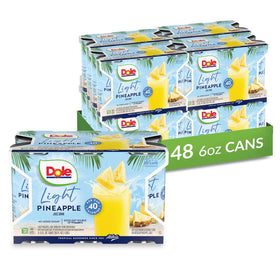 Dole Light Pineapple Juice can pour, light refreshment with no added sugar