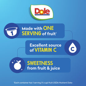 Dole fruit bowl with mandarins in 100% juice, perfect for school lunches.