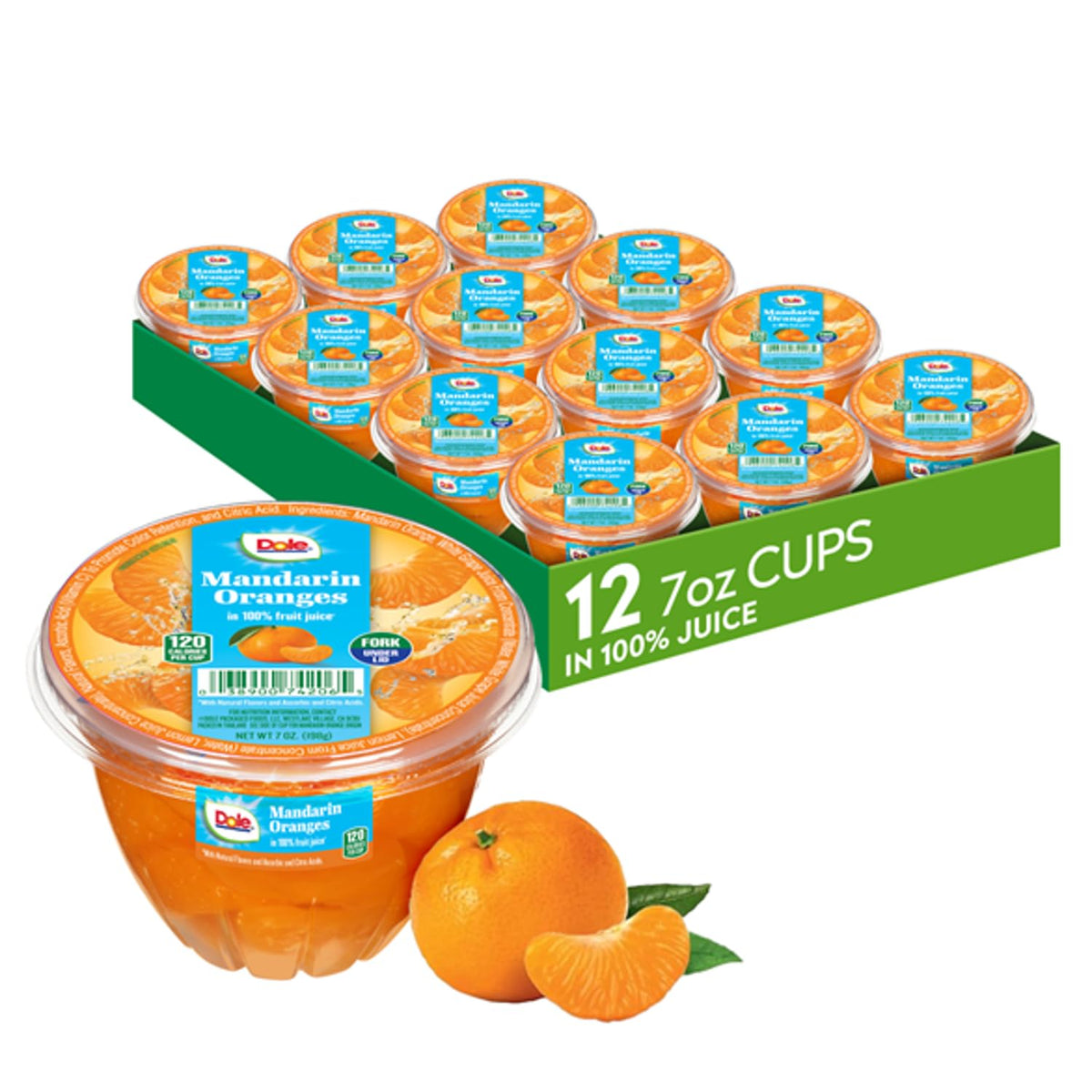 Dole Mandarin Oranges 7oz cup, convenient grab-and-go snack.
