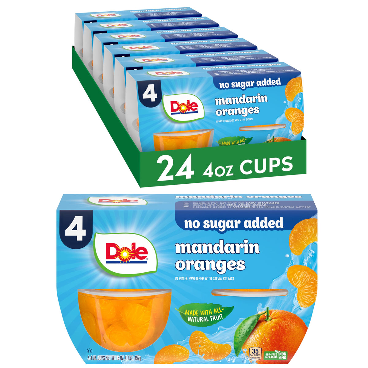 Dole mandarin oranges no sugar added fruit bowl—pre-cut convenience for quick snacking.