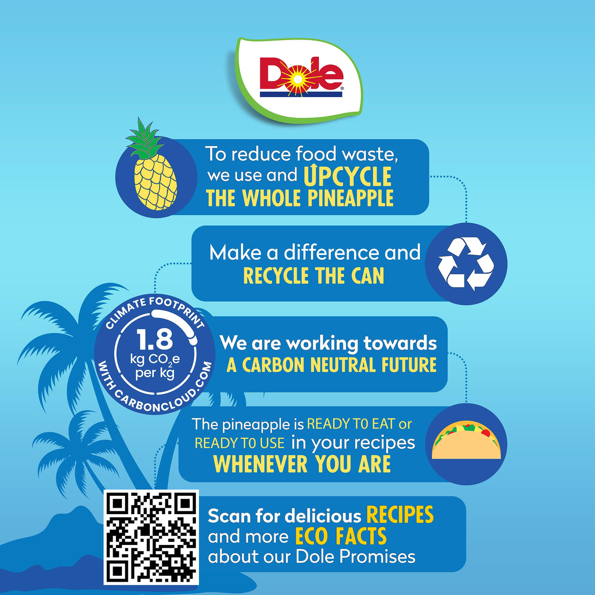 Dole pineapple chunks pre-cut, convenient pantry snack for home, school, or work.