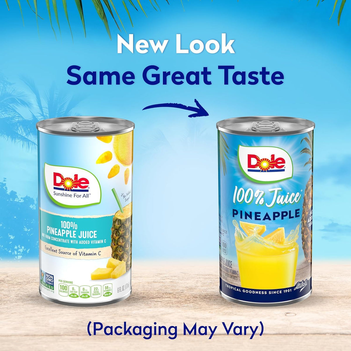Dole pineapple juice can pour shows tropical flavor for smoothies