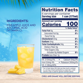 Dole pineapple juice glass being poured suggests convenient refreshment