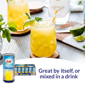 Dole Pineapple Juice label emphasizes no added sugar and Vitamin C.