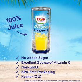 Dole Pineapple Juice pour captures tropical aroma ideal for smoothies.