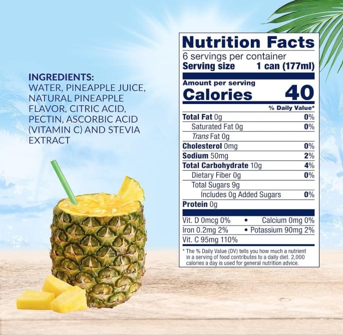 Dole Pineapple Juice 100% fruit juice with Vitamin C boost in a glass