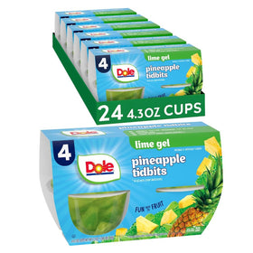 Dole pineapple lime gel cups close-up, refreshing on-the-go snack.